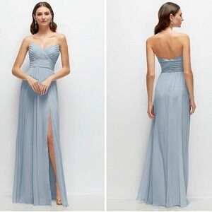 After Six Strapless Pleated Surplice Chiffon Maxi Dress With A-Line Skirt